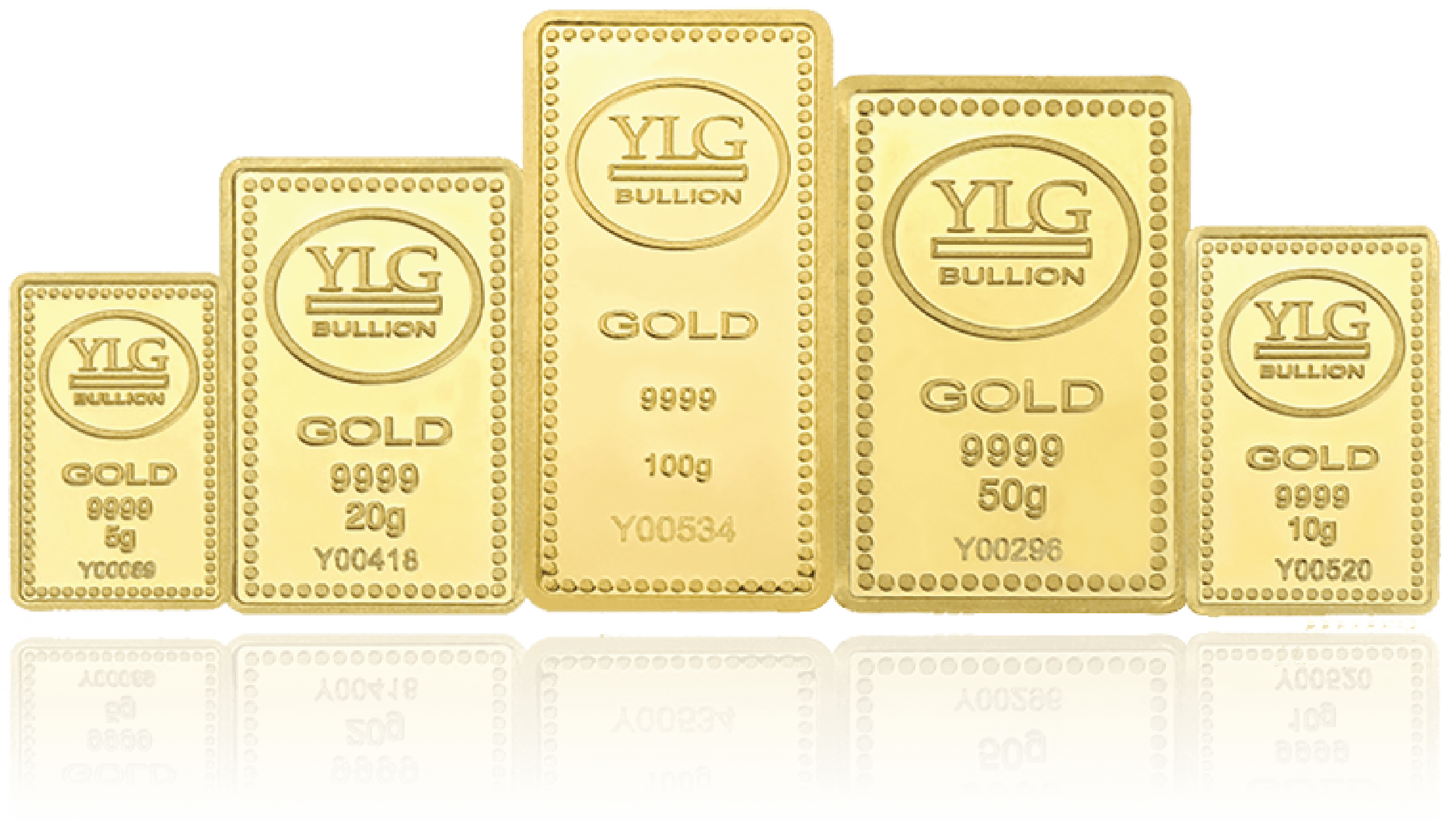 YLG BULLION gold bars of 5g, 10g, 20g, 50g and 100g